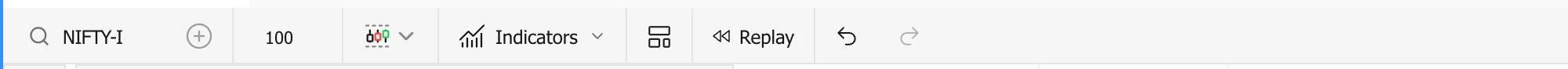 FutPrint chart toolbar with the tick count input shown beside the mode and indicator controls